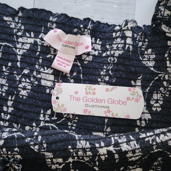 THE GOLDEN GLOBE CLOTHING BLACK TIERED MAXI DRESS 100% COTTON Size 1X NWT - Picture 7 of 11